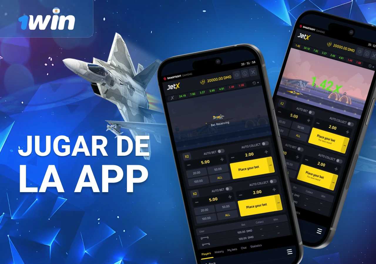 Juega a JetX en la aplicación móvil 1Win Casino