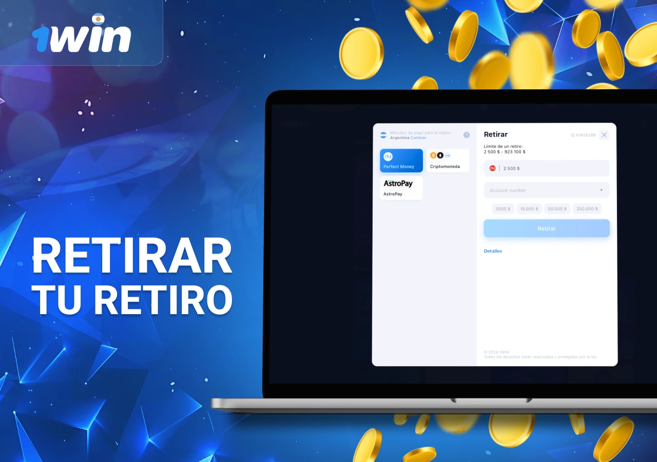 Proceso de retirada desde la plataforma 1Win