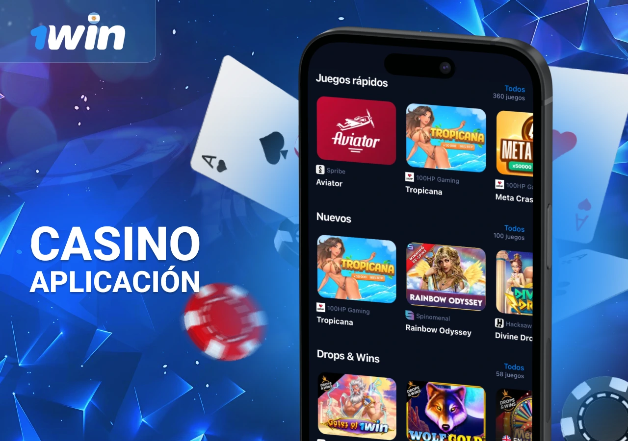 Variedad de juegos en la aplicación de casino